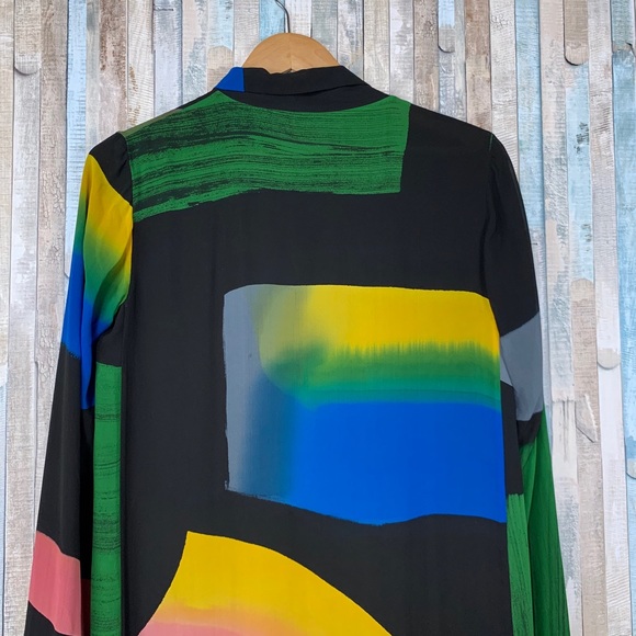 Issey Miyake M Colorful Silk Maxi Shirt Dress Rare - Picture 5 of 8